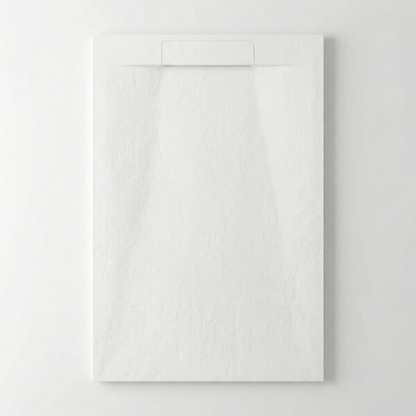 CERAMIA - Ceramia PixL 120x80 cm receveur de douche rectangulaire à poser en résine composite avec surface effet pierre, blanc (CERAPX12080W) - large