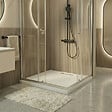 CERAMIA - Ceramia PixL 90x90 cm receveur de douche carré à poser en résine composite avec surface effet pierre, blanc (CERAPX9090W) : - vignette