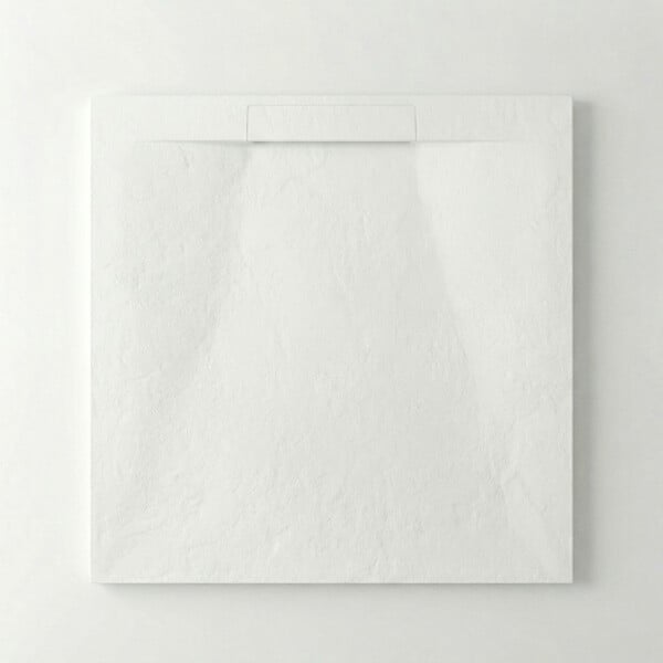 CERAMIA - Ceramia PixL 90x90 cm receveur de douche carré à poser en résine composite avec surface effet pierre, blanc (CERAPX9090W) : - large