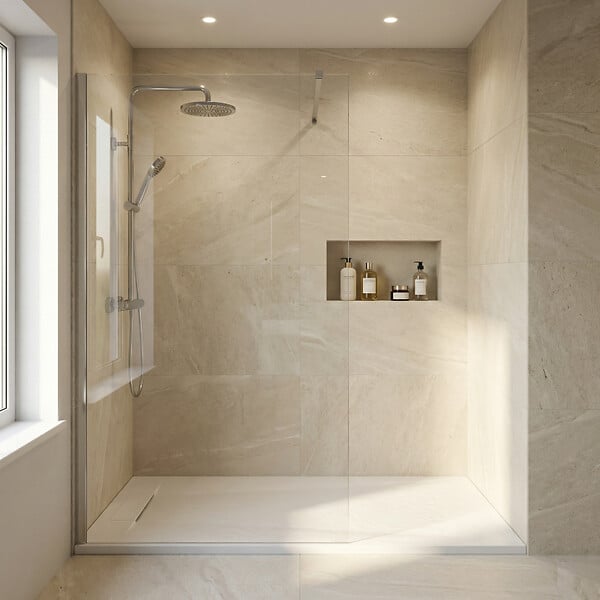 CERAMIA - Ceramia PixL 120x90 cm receveur de douche rectangulaire à poser en résine composite, surface effet pierre, blanc (CERAPX12090W) : - large