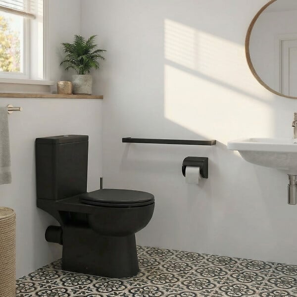 BEMETA - Barre d'appui de douche NERO en laiton noir 32 x4 x6 cm - large