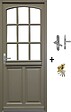 GD MENUISERIES - Porte d'entrée Bois Vitrée Ady, Vert Gris Olive, H215 x L90 cm Côte Tableau p.Droit (Poignée, Barillet ref N158RPL -IN158RCI) - vignette