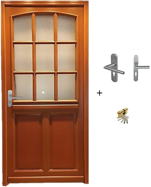 GD MENUISERIES - Porte d'entrée Bois Vitrée Alena, H215 x L90 cm Côte Tableau p.Droit (Poignée, Barillet ref N158RPL -IN158RCI) - large