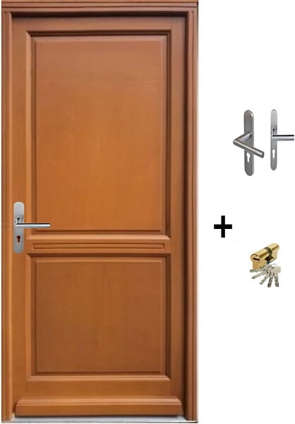 GD MENUISERIES - Porte d'entrée Bois Pleine Eyden, H215 x L90 cm p, Droite Côte Tableau (Poignée, Barillet ref N158RPL -IN158RCI) - large