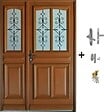 GD MENUISERIES - Porte d'entrée Bois Tiercée Vitrée Vauban H215 x L120 Côte Tableau p.Droit (Poignée, Barillet ref IN158RPL2 - IN303NEW) - vignette