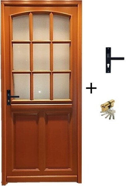 GD MENUISERIES - Porte d'entrée Bois Vitrée Alena, H215 x L80 cm Côte Tableau p.Droit (Poignée, Barillet ref 010723NO) - large