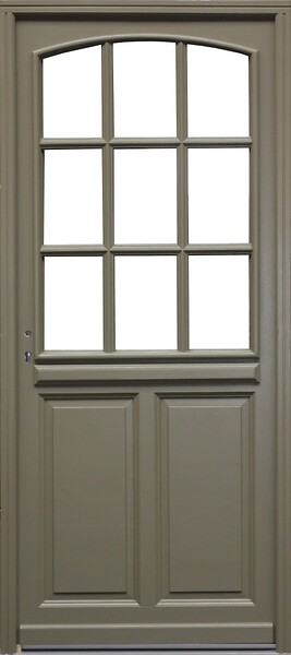 GD MENUISERIES - Porte d'entrée Bois Vitrée Ady, Vert Gris Olive, H215 x L90 cm Côte Tableau, p.Droit - large