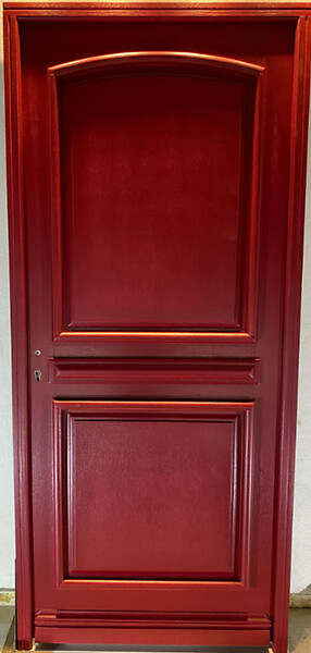GD MENUISERIES - Porte d'entrée Bois Pleine Carene Rouge pourpre, H215 x L90 cm Côte Tableau, p.Droit - large