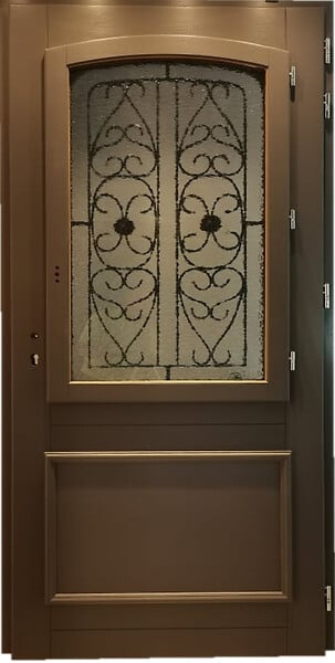 GD MENUISERIES - Porte d'entrée Bois Vitrée Adrien Gris Quartz, H215 x L90 cm Côte Tableau p. Gauche - large