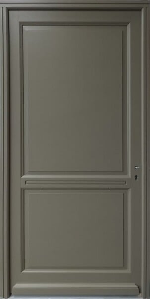 GD MENUISERIES - Porte d'entrée Bois Pleine Elixir, Vert Gris Olive, H215 x L90 cm Côte Tableau p.Gauche - large