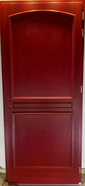 GD MENUISERIES - Porte d'entrée Bois Pleine Carene Rouge pourpre, H215 x L90 cm Côte Tableau p.Gauche - large
