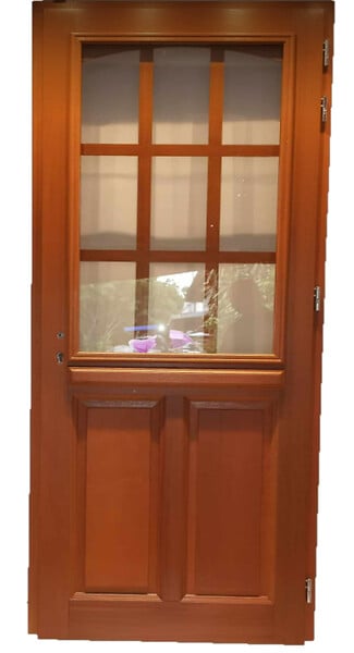 GD MENUISERIES - Porte d'entrée Bois Vitrée Agatha, H215 x L80 cm Côte Tableau p.Gauche (Poignée, Barillet ref N158RPL -IN158RCI) - large