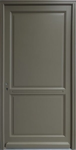 GD MENUISERIES - Porte d'entrée Bois Pleine Elixir, Vert Gris Olive, H215 x L90 cm Côte Tableau, p.Droit (Poignée, Barillet ref010723NO) - large