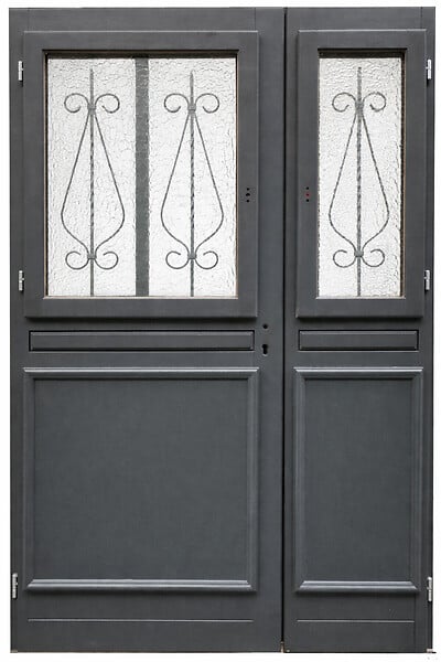 GD MENUISERIES - Porte d'entrée Bois Tiercée Mathilde Gris Anthr, H215xL140 cm Côte Tableau p.Droit - large