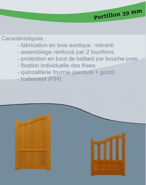 GD MENUISERIES - Portillon En Bois Plein L1m x H1,60/1,80 m - large