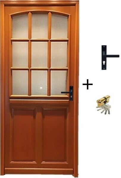 GD MENUISERIES - Porte d'entrée Bois Vitrée Alena, H215 x L90 cm Côte Tableau p.Gauche (Poignée, Barillet ref 010723NO) - large