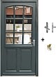 GD MENUISERIES - Porte d'entrée Bois Vitrée Alexa Gris Anthr., H215 x L90 cm Côte Tableau p.Gauche (Poignée, Barillet ref N158RPL -IN158RCI) - vignette