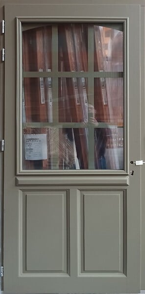 GD MENUISERIES - Porte d'entrée Bois Vitrée Ady, Vert Gris Olive, H215 x L90 cm Côte Tableau, p.Gauche (Poignée, Barillet ref010723NO) - large