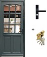 GD MENUISERIES - Porte d'entrée Bois Vitrée Alexa Gris Anthr., H215 x L90 cm Côte Tableau p.Gauche (Poignée, Barillet ref 010723NO) - vignette