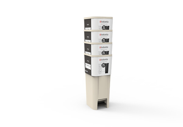 BRABANTIA - Poubelle à pédale en plastique recyclé - Beige - 40L - large