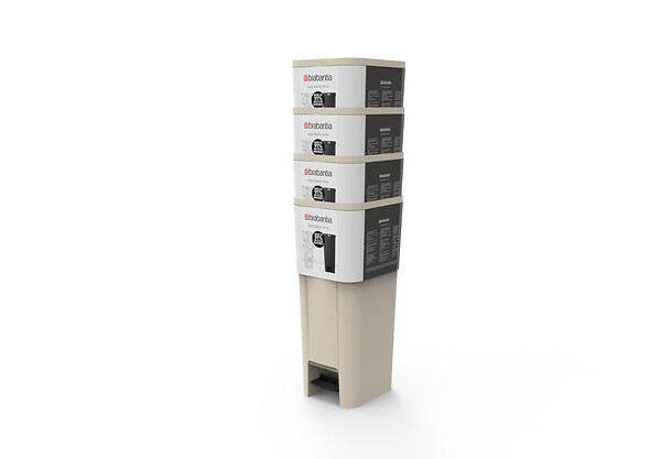 BRABANTIA - Poubelle à pédale en plastique recyclé - Beige - 40L - large