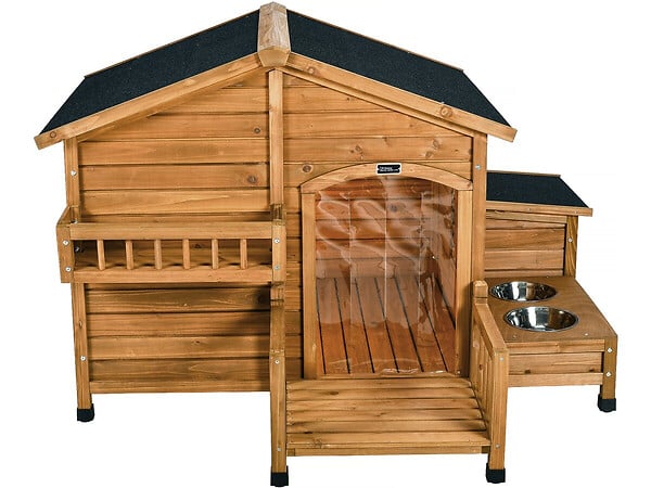 HABITAT ET JARDIN - Niche pour chien en bois avec mangeoire et boite de rangement "Rusty" - 151 x 138 x 100 cm - Marron - large
