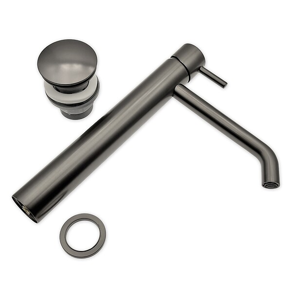 FERRO - CIRICULUS XL Robinet mitigeur haut gris brossé + bonde - large