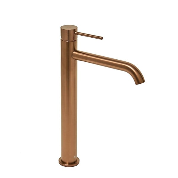 SWISS AQUA TECHNOLOGIES - Swiss Aqua Technologies Aurum mitigeur lavabo haut 30,8 cm en acier inoxydable, à levier, sans vidage, or rose brossé (SATBAUR285BRG) - large