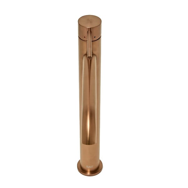 SWISS AQUA TECHNOLOGIES - Swiss Aqua Technologies Aurum mitigeur lavabo haut 30,8 cm en acier inoxydable, à levier, sans vidage, or rose brossé (SATBAUR285BRG) - large
