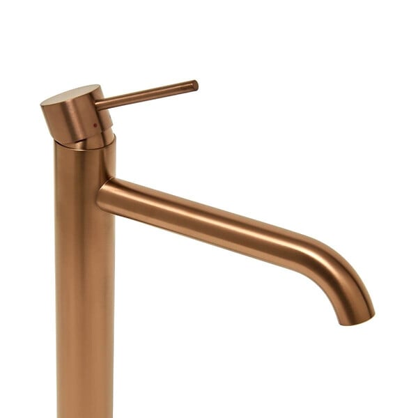 SWISS AQUA TECHNOLOGIES - Swiss Aqua Technologies Aurum mitigeur lavabo haut 30,8 cm en acier inoxydable, à levier, sans vidage, or rose brossé (SATBAUR285BRG) - large