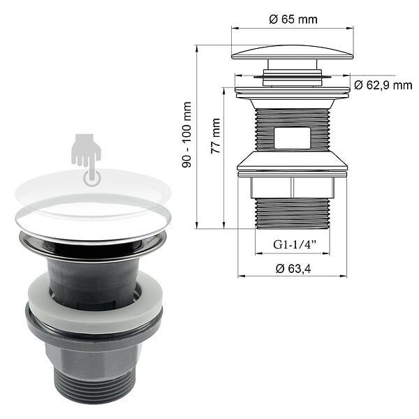 FERRO - CIRICULUS Robinet mitigeur chrome brillant + bonde - large