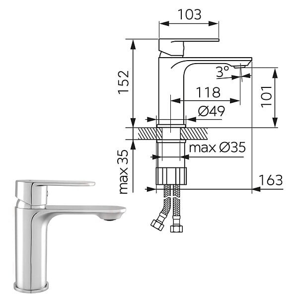 FERRO - TALASSA Robinet mitigeur chrome brillant - large