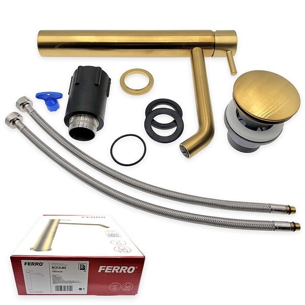 FERRO - CIRICULUS XL Robinet mitigeur haut Or brossé + bonde - large