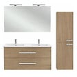 JACOB DELAFON - Pack meuble double vasque 120 cm Ola Up chêne + colonne + miroir + spot - vignette