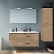JACOB DELAFON - Pack meuble double vasque 120 cm Ola Up chêne + colonne + miroir + spot - vignette