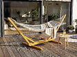 HABITAT ET JARDIN - Hamac bois avec toile en macramé "Dallas" - 305 x 120 x 123 cm - Blanc - vignette