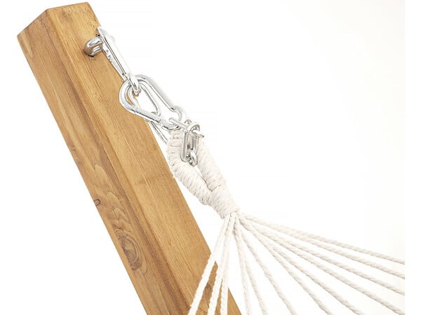 HABITAT ET JARDIN - Hamac bois avec toile en macramé "Dallas" - 305 x 120 x 123 cm - Blanc - large