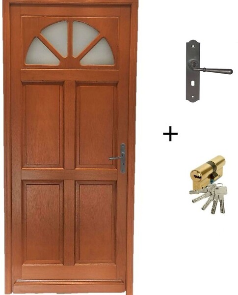 GD MENUISERIES - Porte d'entrée Bois Vitrée Ferji, H215 x L90 cm Côte Tableau p.Gauche (Poignée, Barillet ref 010403FP) - large