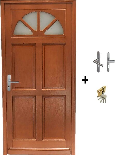 GD MENUISERIES - Porte d'entrée Bois Vitrée Ferji, H215 x L90 cm Côte Tableau p.Droit (Poignée, Barillet ref N158RPL -IN158RCI) - large