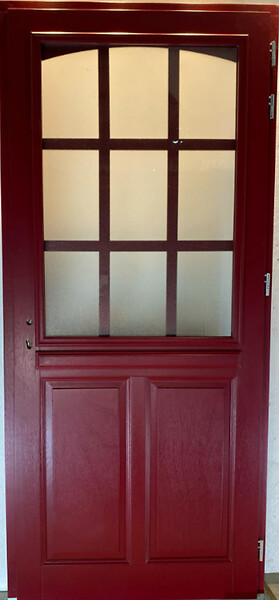 GD MENUISERIES - Porte d'entrée Bois Vitrée Alize Rouge pourpre, H215 x L90 cm Côte Tableau p. Gauche - large