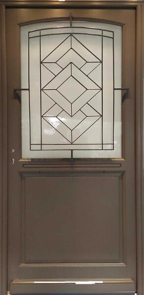 GD MENUISERIES - Porte d'entrée Bois Vitrée Elodie Gris Quartz, H215 x L90 cm Côte Tableau p.Droit - large