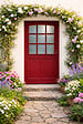 GD MENUISERIES - Porte d'entrée Bois Vitrée Alize Rouge pourpre H215 x L90 cm Côte Tableau p.Gauche (Poignée, Barillet ref N158RPL -IN158RCI) - vignette