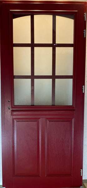 GD MENUISERIES - Porte d'entrée Bois Vitrée Alize Rouge pourpre H215 x L90 cm Côte Tableau p.Gauche (Poignée, Barillet ref N158RPL -IN158RCI) - large