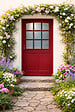 GD MENUISERIES - Porte d'entrée Bois Vitrée Alize Rouge pourpre, H215 x L90 cm Côte Tableau p.Droit - vignette