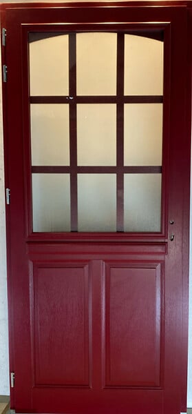 GD MENUISERIES - Porte d'entrée Bois Vitrée Alize Rouge pourpre, H215 x L90 cm Côte Tableau p.Droit - large