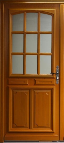 GD MENUISERIES - Porte d'entrée Bois Vitrée Marine, H215 x L90 cm Côte Tableau p. Gauche - large