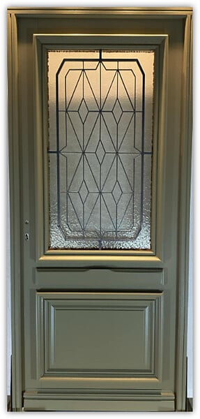 GD MENUISERIES - Porte d'entrée Bois Vitrée Canelle Vert Gris Olive, H215 x L90 cm Côte Tableau, p,Droit - large