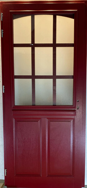 GD MENUISERIES - Porte d'entrée Bois Vitrée Alize Rouge pourpre H215 x L90 cm Côte Tableau p.Droit (Poignée, Barillet ref N158RPL -IN158RCI) - large