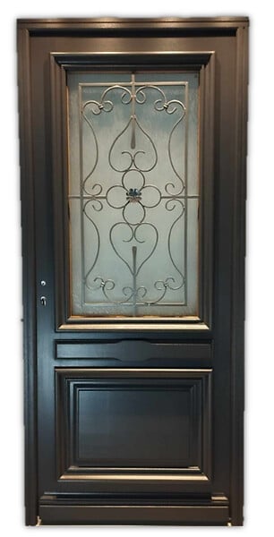 GD MENUISERIES - Porte d'entrée Bois Vitrée Candice Gris Anthr, H215 x L90 cm p,Droit Côte Tableau - large