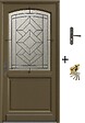 GD MENUISERIES - Porte d'entrée Bois Vitrée Elsie, Vert Gris Olive, H215 x L90 cm Côte Tableau, p.Droit (Poignée, Barillet ref 010403FP) - vignette